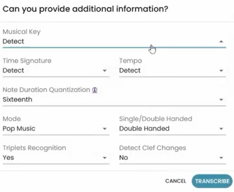 Provide or correct the additional information for the retranscription