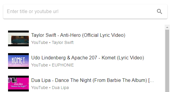 Paste in a YouTube Link or search for a Song