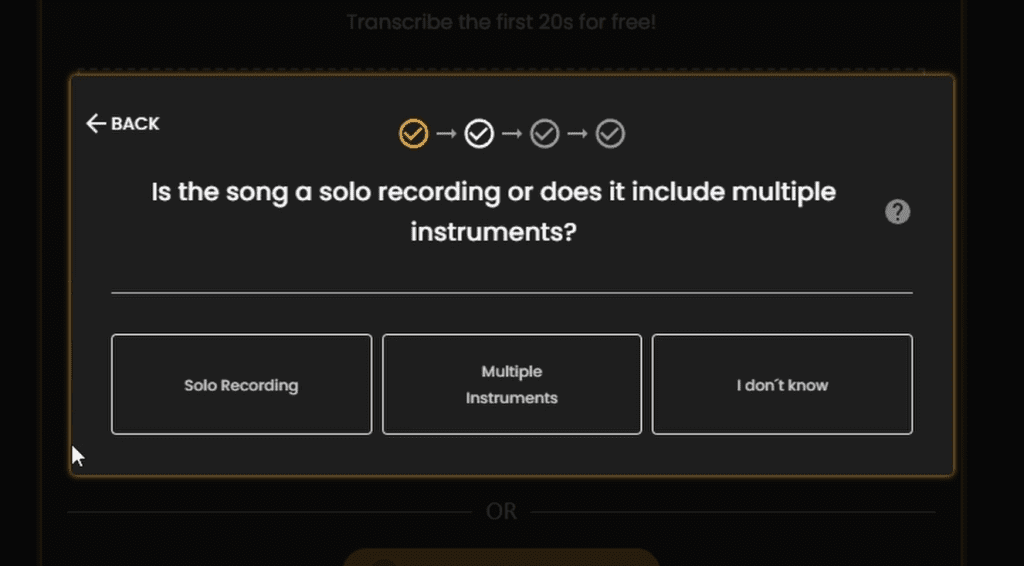 Choose if you want to transcribe a Solo Recording or a song with Multiple Instruments