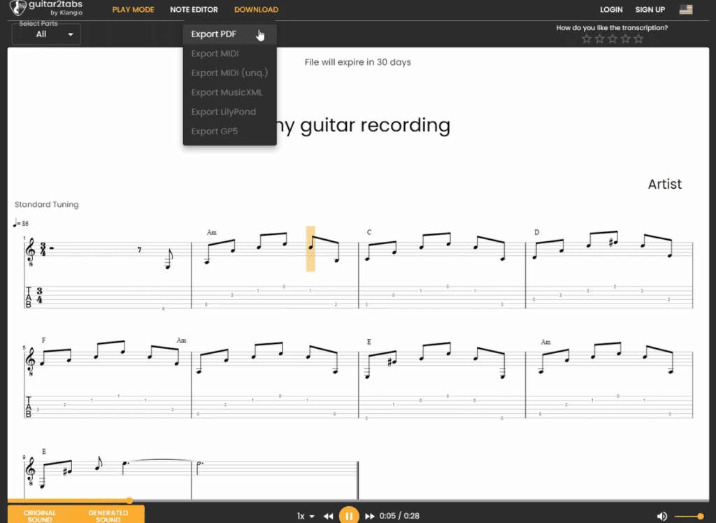 Play back your Transcription and Download it in many different formats.