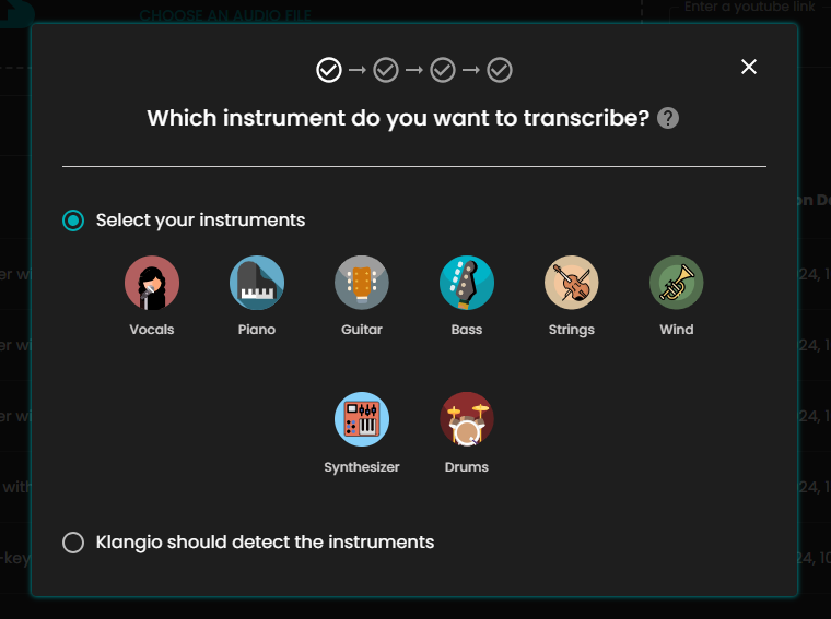 Klangio Transcription Studio can transcribe 8 different instruments at once.